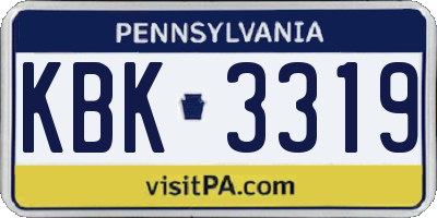 PA license plate KBK3319