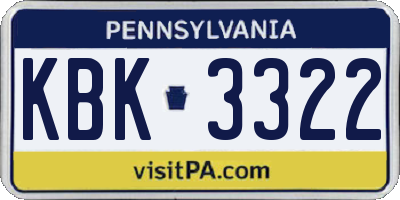 PA license plate KBK3322