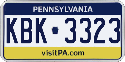 PA license plate KBK3323