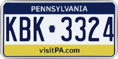 PA license plate KBK3324