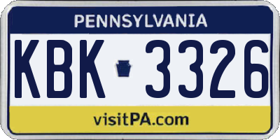 PA license plate KBK3326