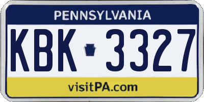PA license plate KBK3327