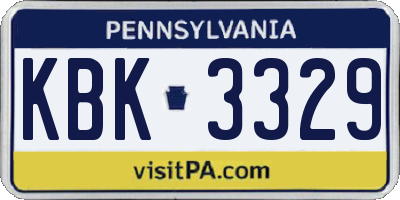 PA license plate KBK3329