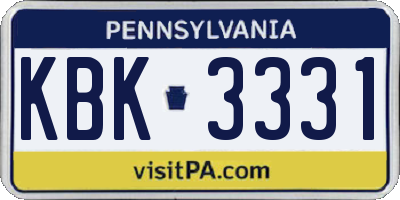 PA license plate KBK3331