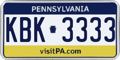 PA license plate KBK3333