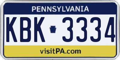 PA license plate KBK3334