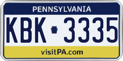 PA license plate KBK3335