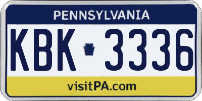 PA license plate KBK3336