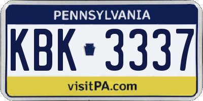 PA license plate KBK3337