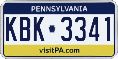 PA license plate KBK3341
