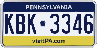 PA license plate KBK3346