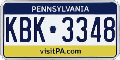 PA license plate KBK3348