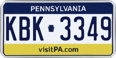 PA license plate KBK3349
