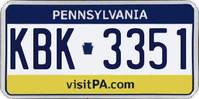 PA license plate KBK3351