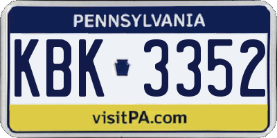 PA license plate KBK3352