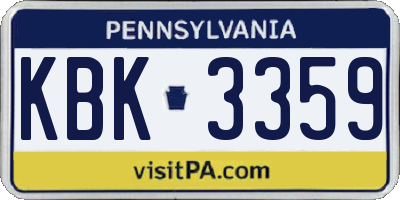 PA license plate KBK3359
