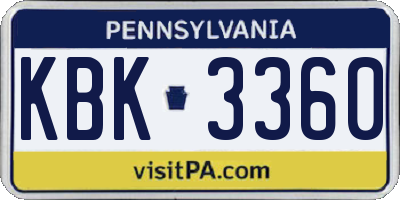 PA license plate KBK3360