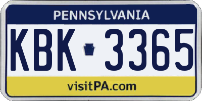 PA license plate KBK3365