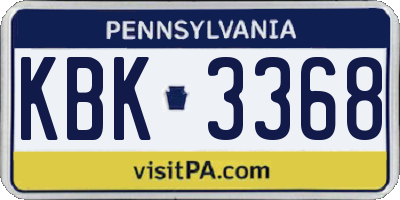 PA license plate KBK3368