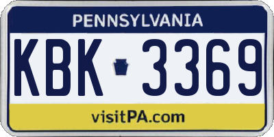 PA license plate KBK3369