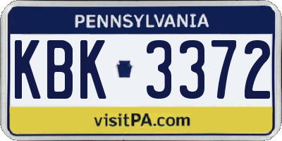 PA license plate KBK3372