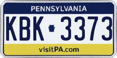 PA license plate KBK3373