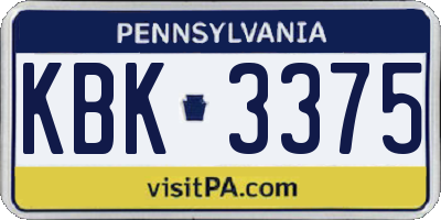 PA license plate KBK3375