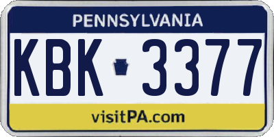 PA license plate KBK3377