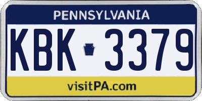 PA license plate KBK3379