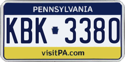 PA license plate KBK3380