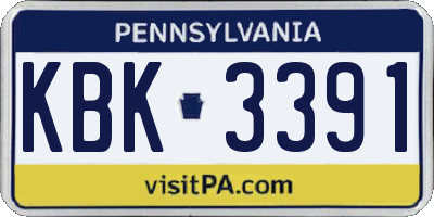 PA license plate KBK3391