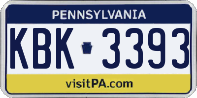 PA license plate KBK3393