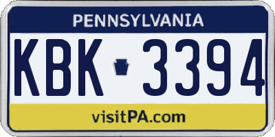 PA license plate KBK3394