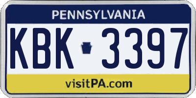 PA license plate KBK3397