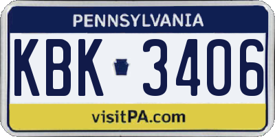 PA license plate KBK3406