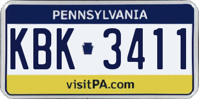PA license plate KBK3411
