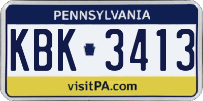 PA license plate KBK3413