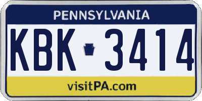 PA license plate KBK3414