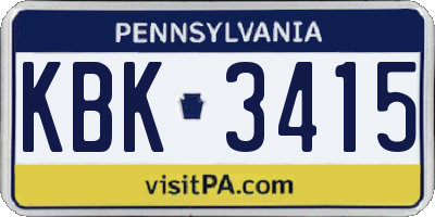 PA license plate KBK3415