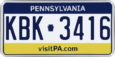 PA license plate KBK3416