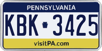 PA license plate KBK3425