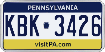 PA license plate KBK3426