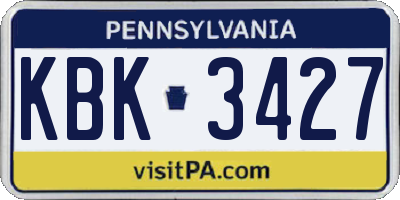 PA license plate KBK3427