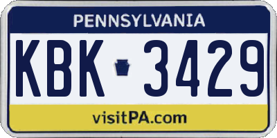 PA license plate KBK3429
