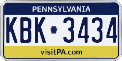 PA license plate KBK3434
