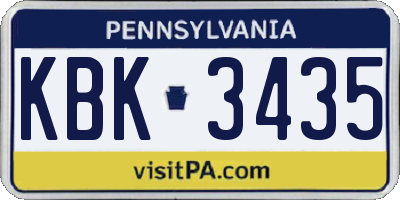 PA license plate KBK3435