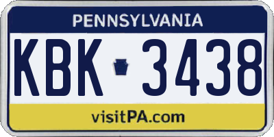 PA license plate KBK3438