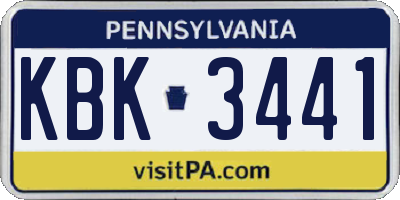 PA license plate KBK3441