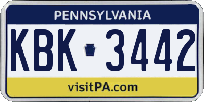 PA license plate KBK3442