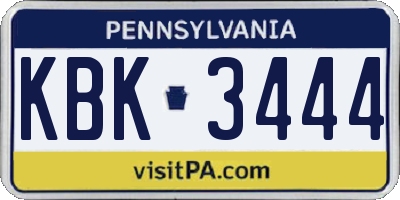 PA license plate KBK3444